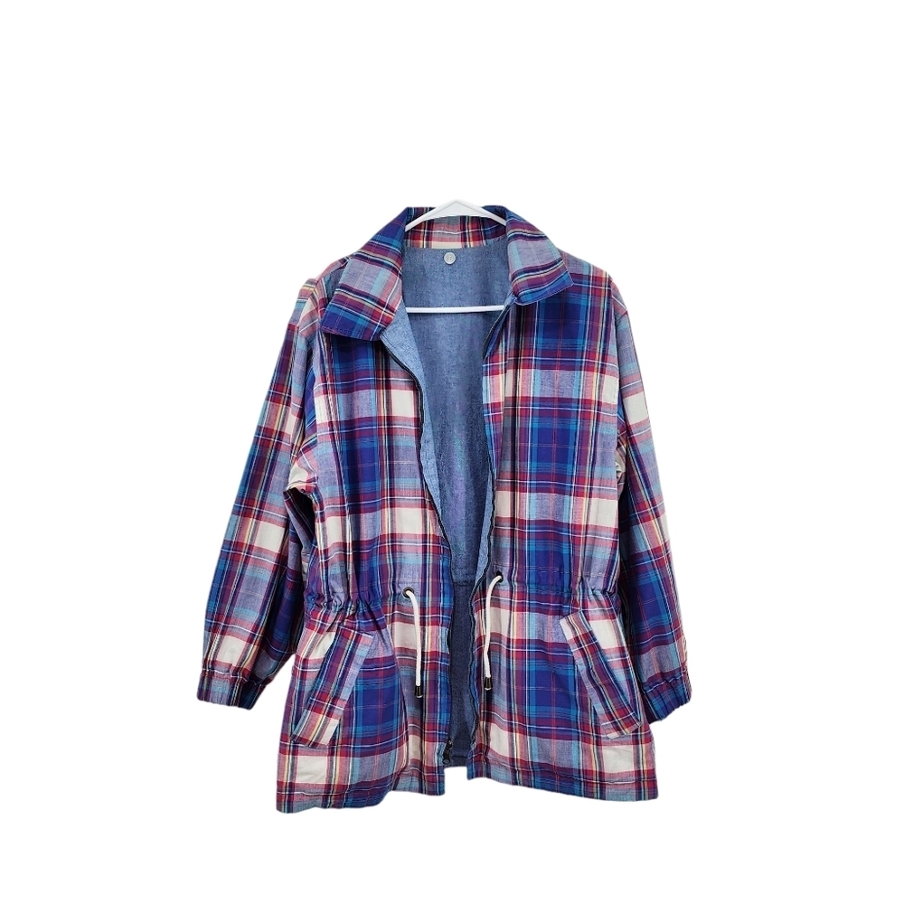 Talbots Women's Cotton Plaid Full Zip Reversible Jacket - MP